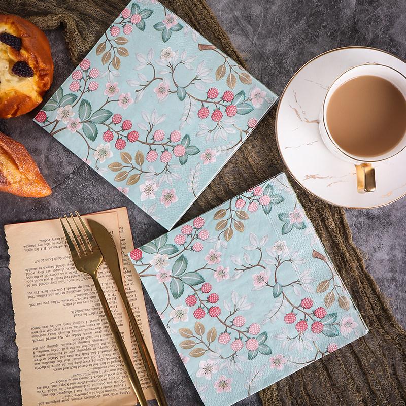 20Pcs Fruit Flower Printed Paper Napkins, 2-Ply Disposable Napkins for Baby Shower Birthday Party - Table Decor Tissue Supplies