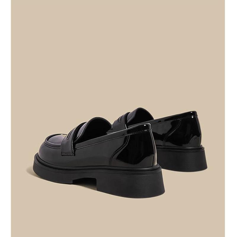 Schwarze Mary Jane kleine Lederschuhe Damen neue Retro Einzelne Schuhe Plateau Leder Loafer Damenschuhe