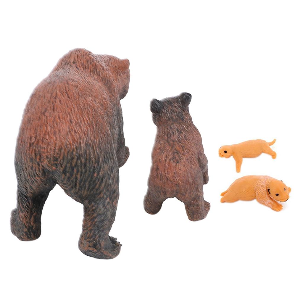 4Pcs Brown Bear Model Set PVC Lifelike Bear Figure Animal Life Cycle Model Set for Education