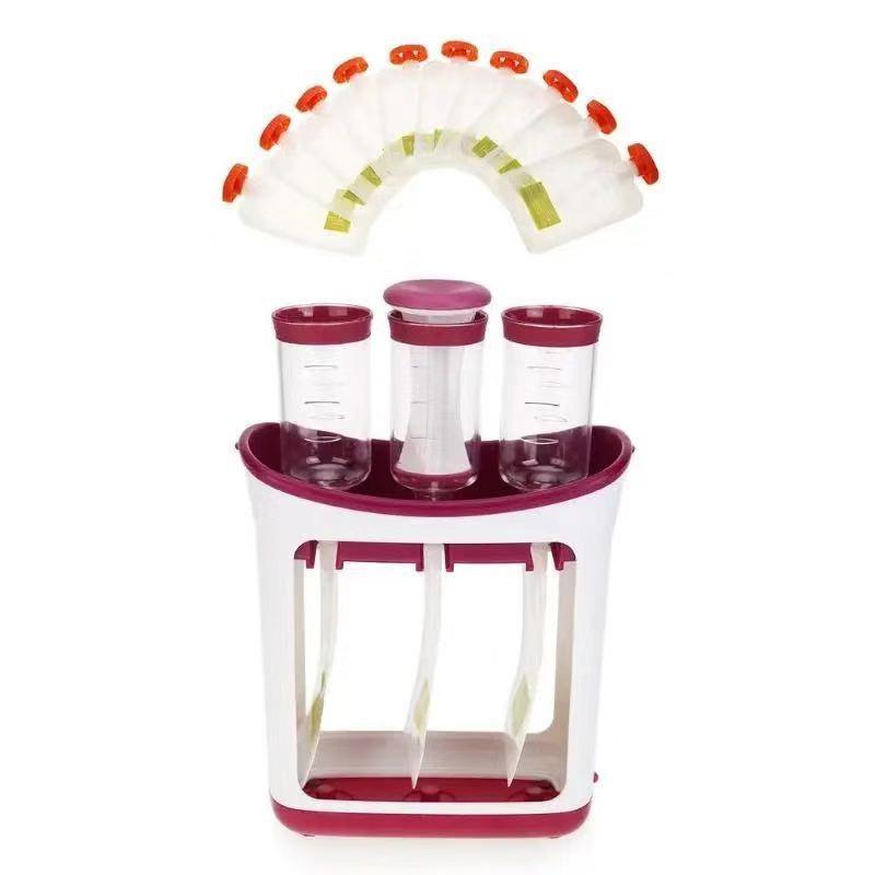 Baby Food Prep: Fruit Puree Squeezer, Storage Bags, Portioning Container, and Food Processor