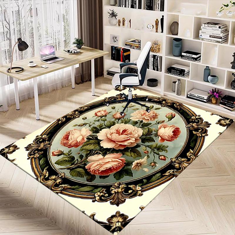 1PC Floral Pattern Extra Large Non-Slip Floor Carpet, Office, Family, Bedroom, Studio - Large Area Rug Indoor Rugs-W210