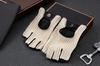 NappaNovum Deerskin Crochet String Back Driving Gloves, Black, Medium
