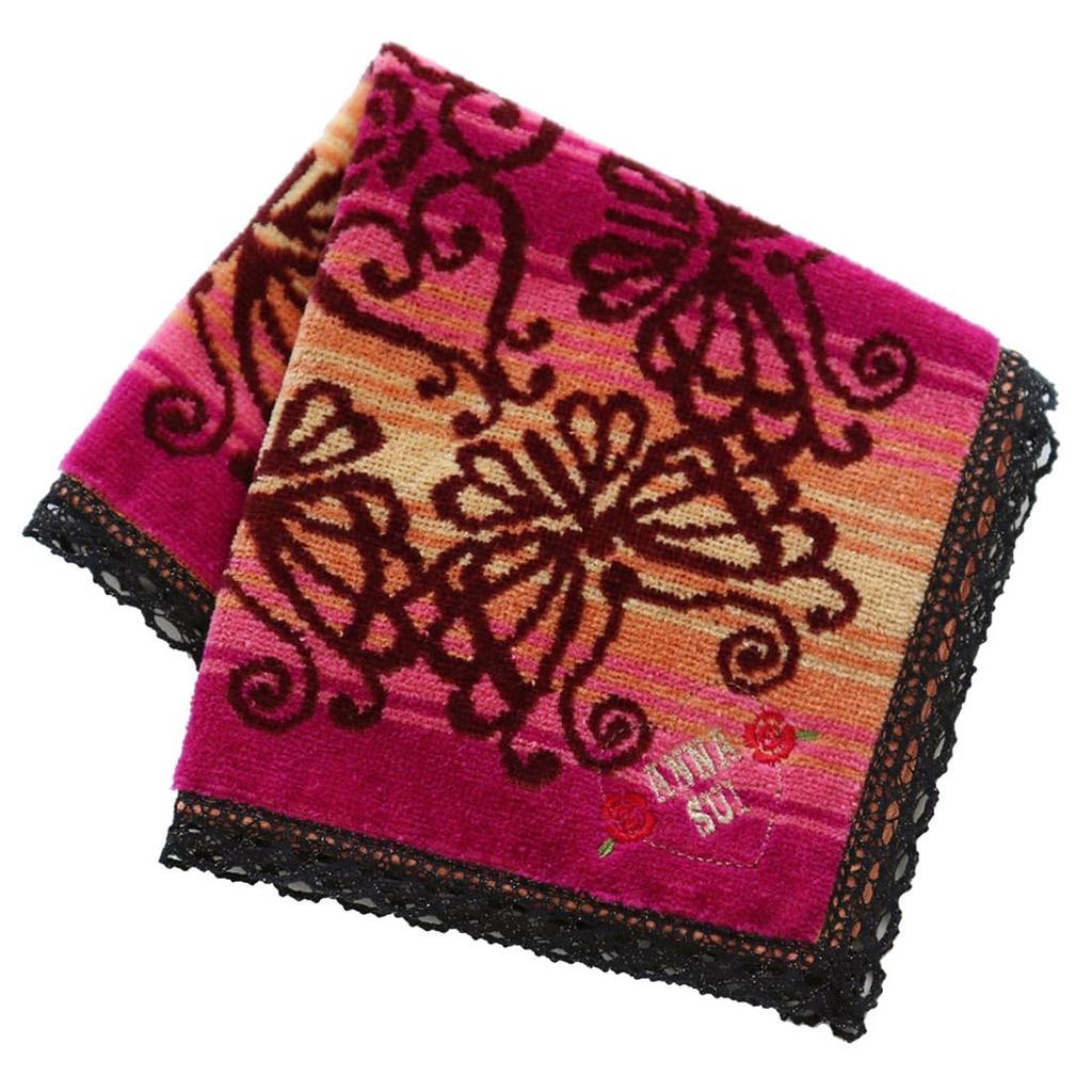 Anna Sui Large Lace Handkerchief Gradient Towel Hand Towel 30cm (approx. 30cm) (Red) Women's Approx. 109307-0011-03