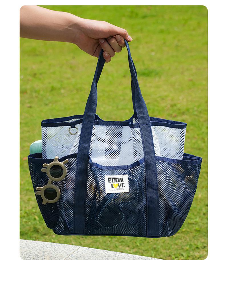 Large Capacity Beach Tote: Foldable Mesh Bag for Toiletries & Swimsuits with Single Shoulder Strap