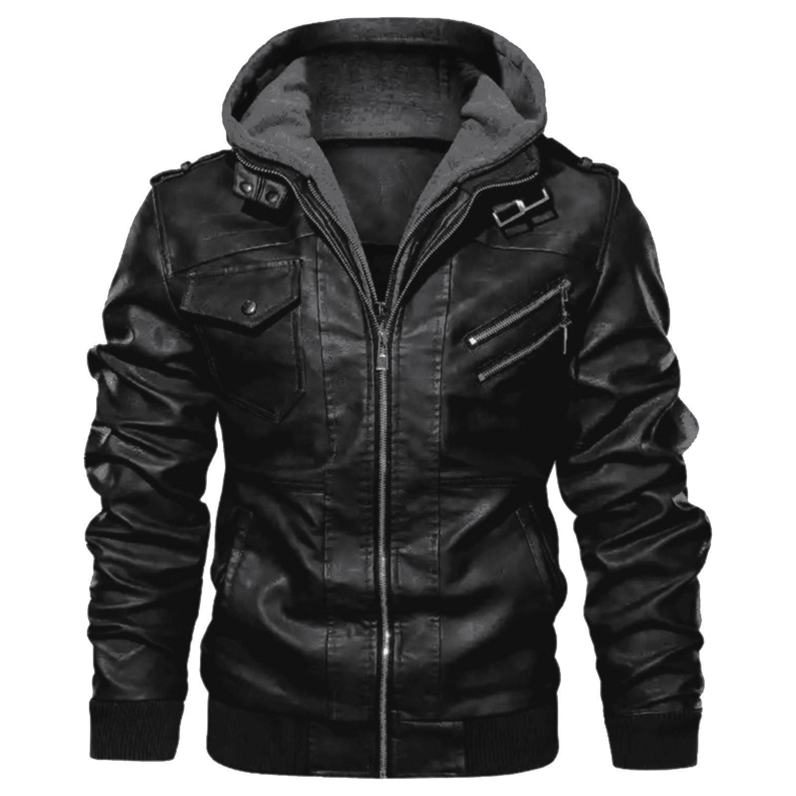 

And Winter Leather Jacket Men s Trend Loose Men s Jacket XXXL чорний
