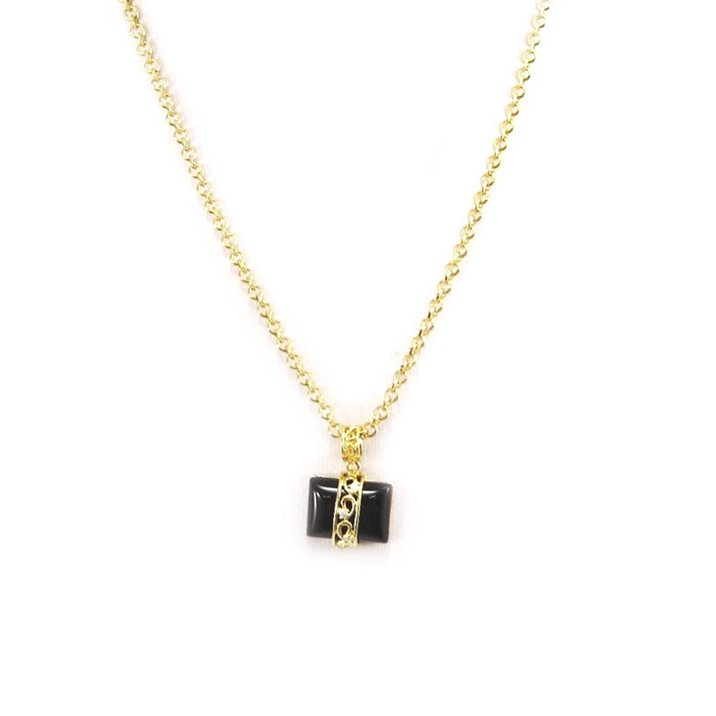 Les Trésors De Lily [E6110] - Black Gold 'Hypnôse' Designer Necklace
