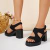 Anti-slip High-heeled Women's Sandals - New Style, Thick Heel, Large Size Shoes