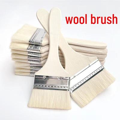 Soft Bristle Wool Paint Brush - No Shedding, Long Handle, Ideal for Water-Based and Latex Paints