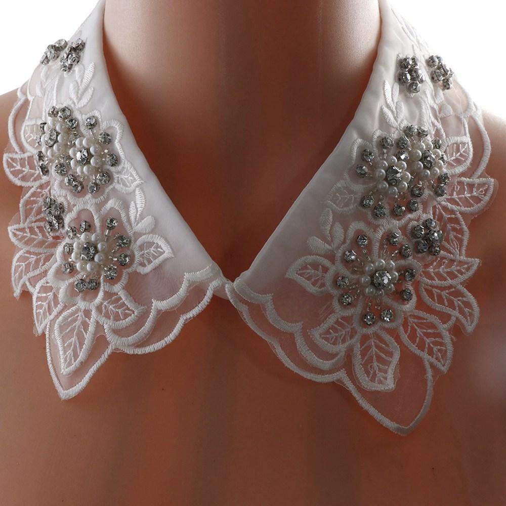 Party Women Leaves Hollow Flower Rhinestone Lace Shirts Collars Fake Collar Fake Neckline