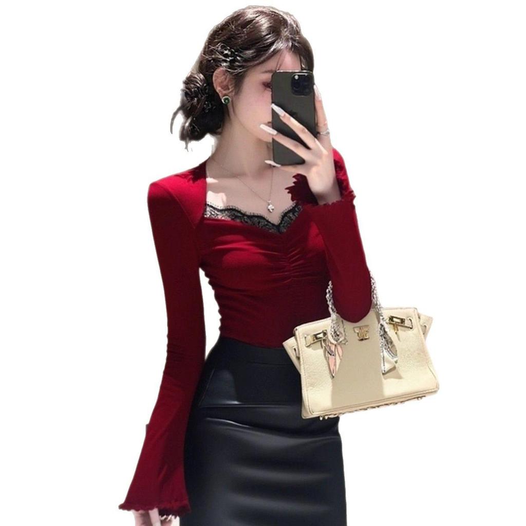 2025 Autumn/Winter Exquisite German Velvet Lace Top – Elegant & Unique Women's Fashion
