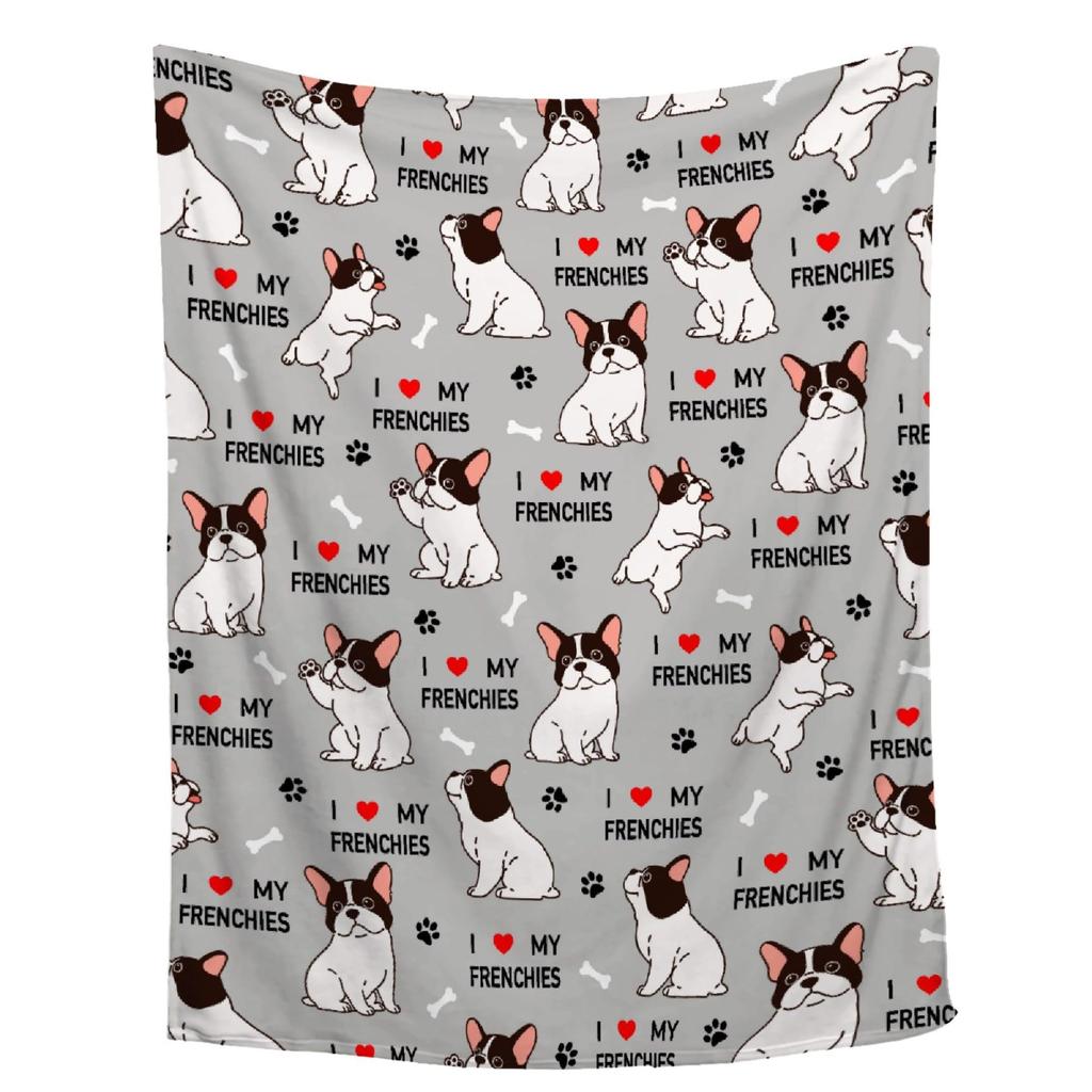 Cartoon bulldog Printed Blanket for Sofa Bed Travel Camping Living Room Office Conditioning Blanket for All Seasons Gifts