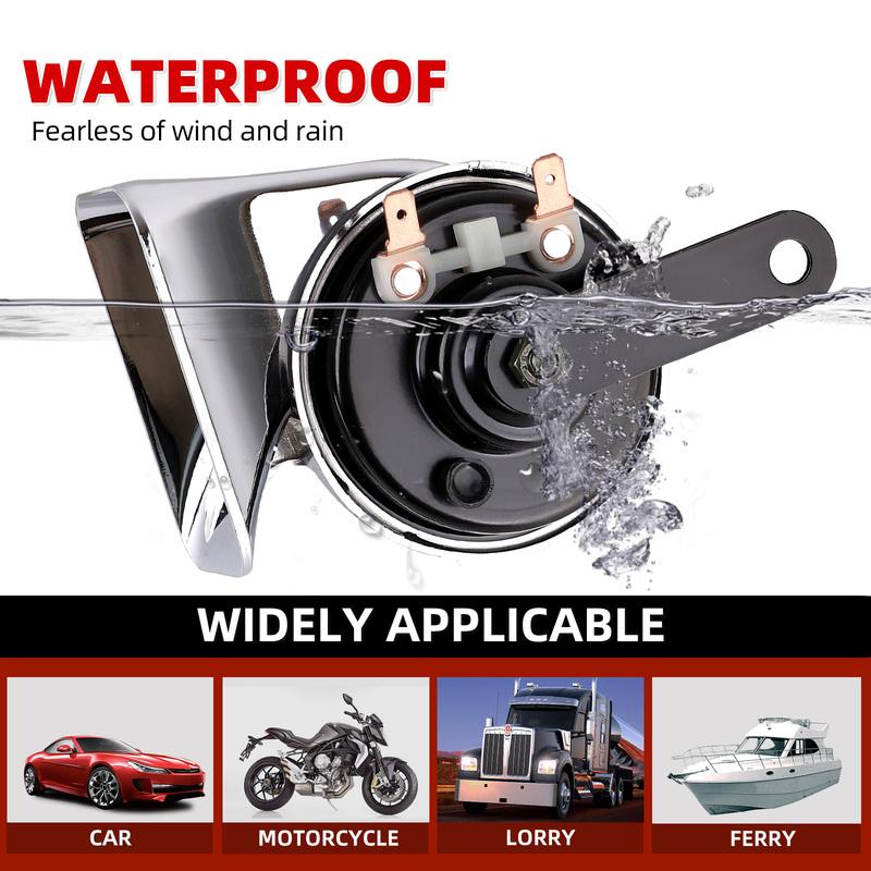 12V Copper Coil Double Horn 120dB Loud for Nissan ATV Motorcycle - Dual Tone Snail Horn Waterproof Car Truck Van EV