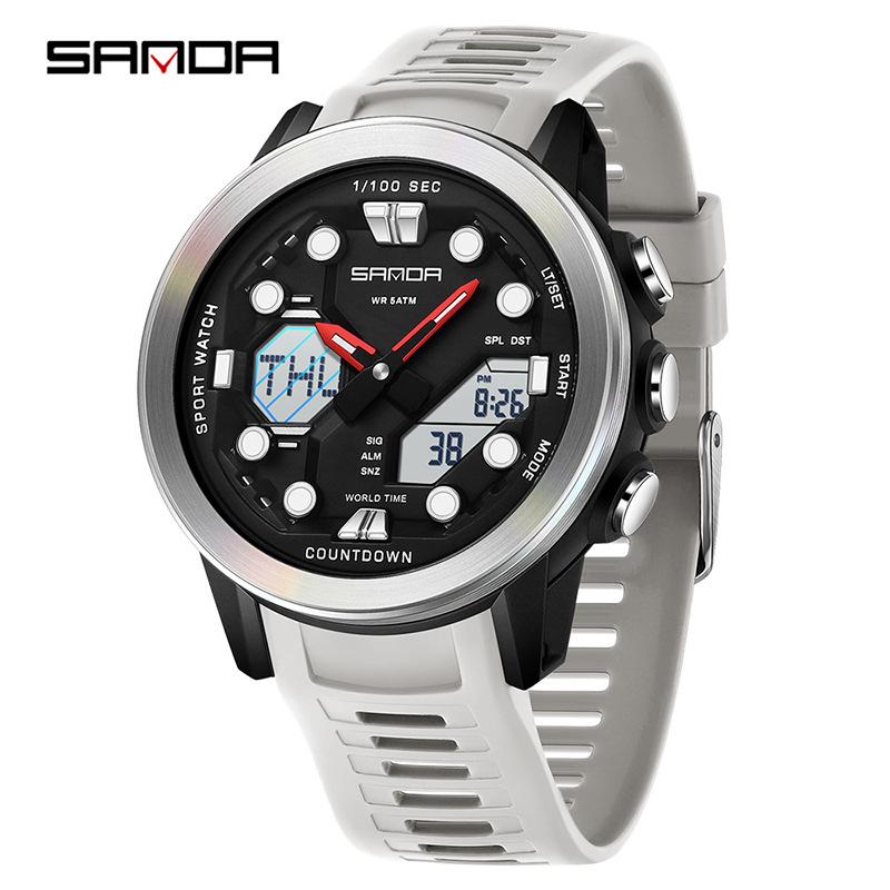 Sanda Watch: Student Fashion Sport, Waterproof, Dual Display, Unisex.
