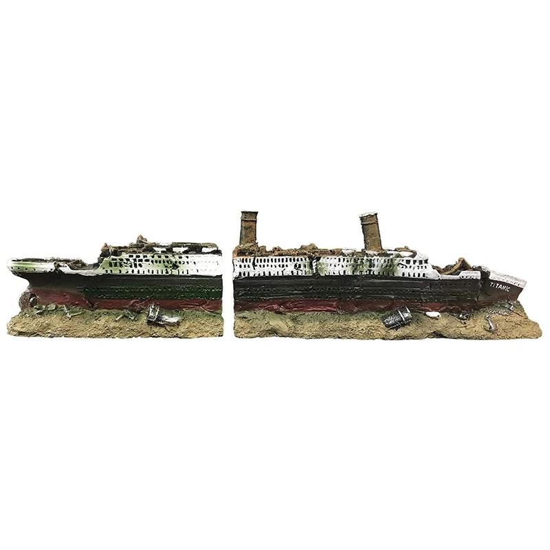 Aquarium Titanic Shipwreck Decorations,resin Material Ship Decorations,fish Tank Sunken Ship Ornament Aquarium Environment