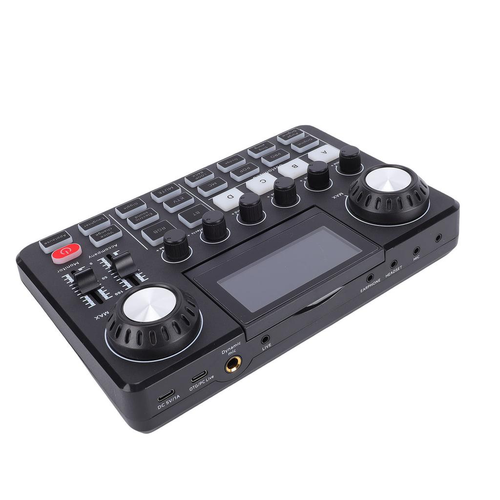 Podcast Microphone Bundle Sound Mixer Board Set with Foldable LED Screen Boom Arm 3.5mm Condenser Mic for PC Recording
