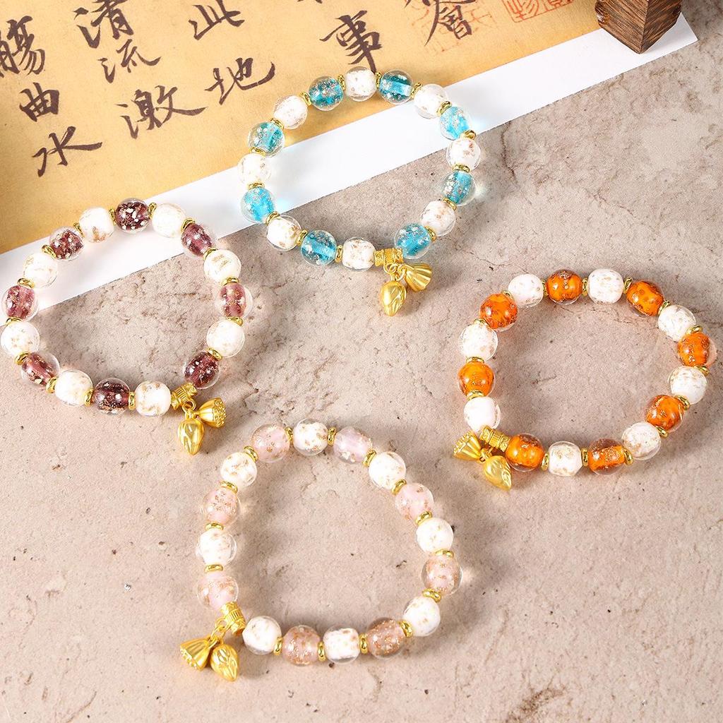 Luminous Seven-Color Glass Bead Bracelet