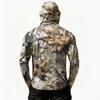 Men's Casual Leaf Camouflage Print Hooded Long Sleeve Sun Protection Shirt Lightweight Breathable Outdoor Activewear Top for Hiking Fishing
