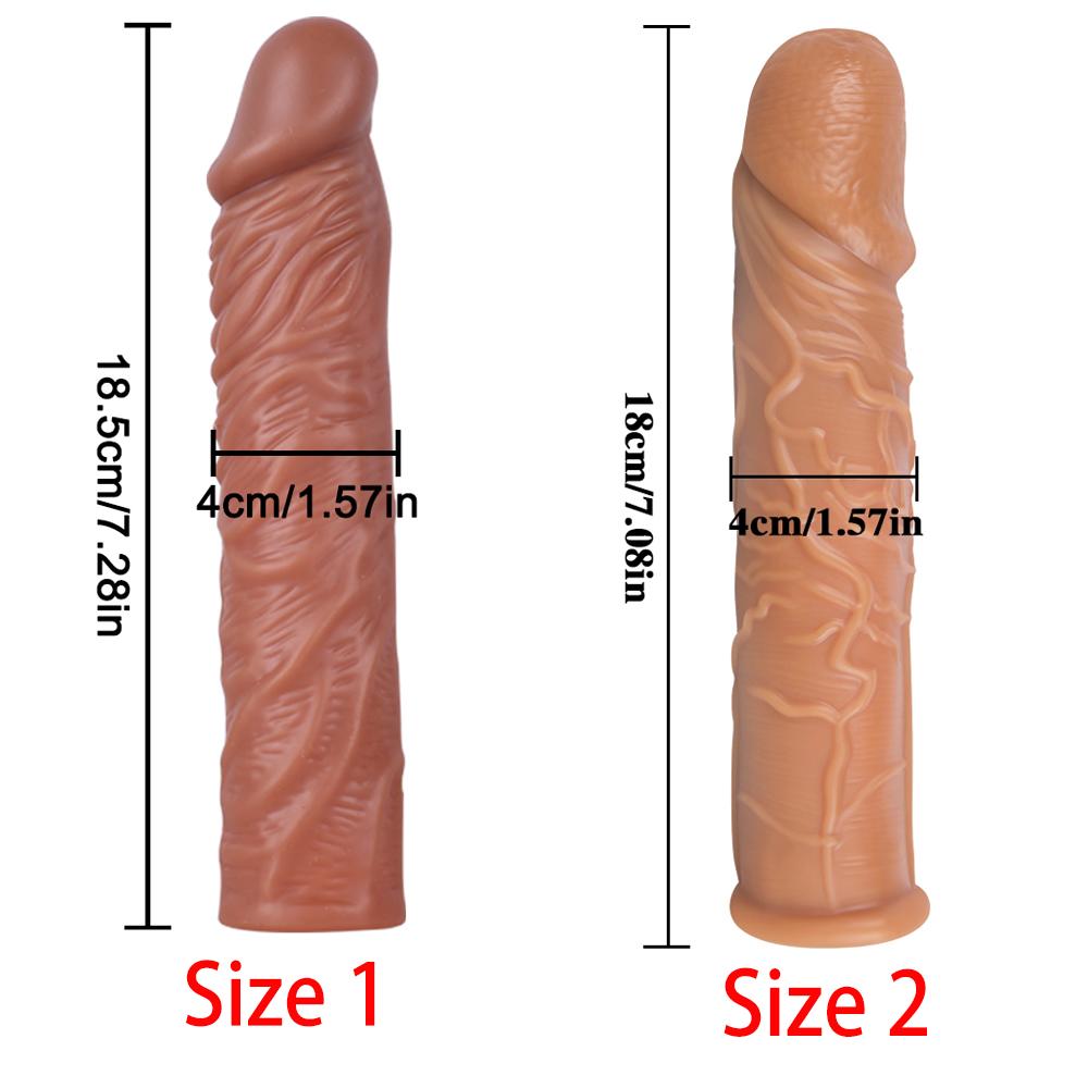 Reusable Penis Sleeve Cock Ring Extender Inch Ultra-Soft Penis Enlarger for Couples Sex Toys for Me