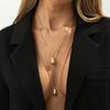 Design Glossy Comma Water Drop Pendant Necklace, Simple Metal Chain Sweater Chain Necklace