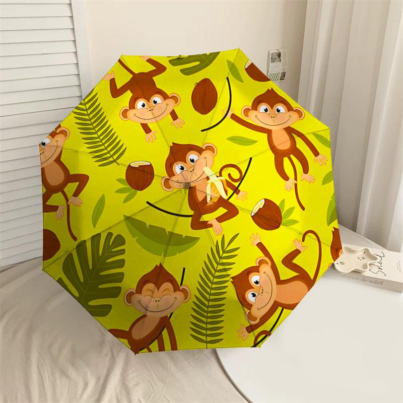 

1PC monkey bananas Umbrella-8-Rib Reinforced, Automatic Open, Lightweight & Durable, Cute Fashion Accessory for Outdoor-T357