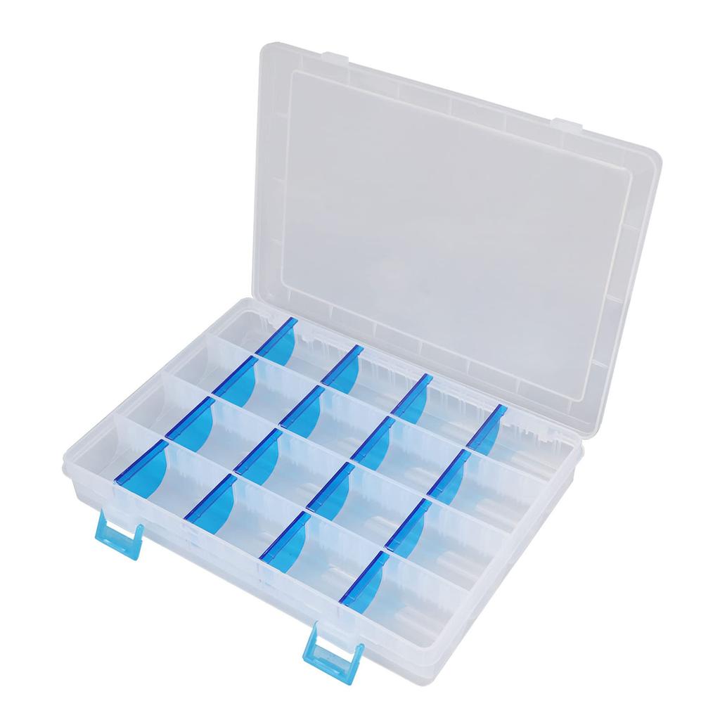 Fishing Lure Box Transparent Smooth Plastic Storage Container With 16 Partition Plates Organizer For Fishing Gear