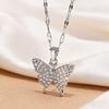 New Full‑Zircon Butterfly Women Necklace, High‑Finish Light‑Luxury Butterfly‑Motif Collarbone Chain