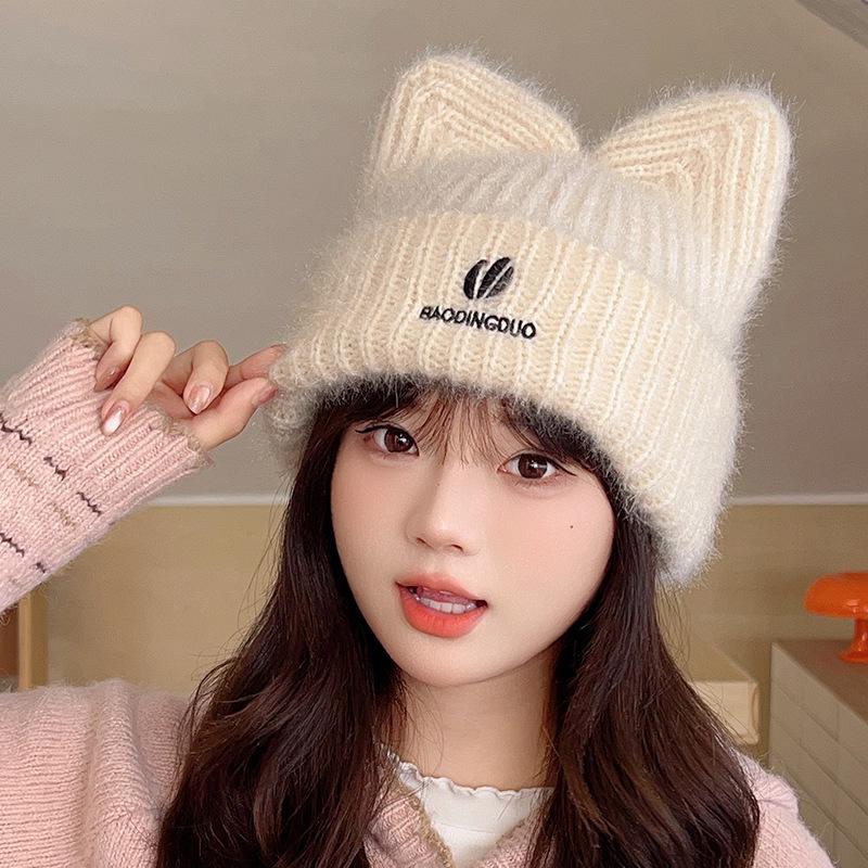 "Chic Korean-Style Knit Wool Hat for Women: Warm, Cute, and Cozy with Ear Protection, Ideal for Autumn and Winter"