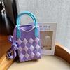 Plaid Cartoon Women's Crossbody Mini Bag: Cute, Lightweight, Knitted Phone Holder for Parent-Child Matching (2024)
