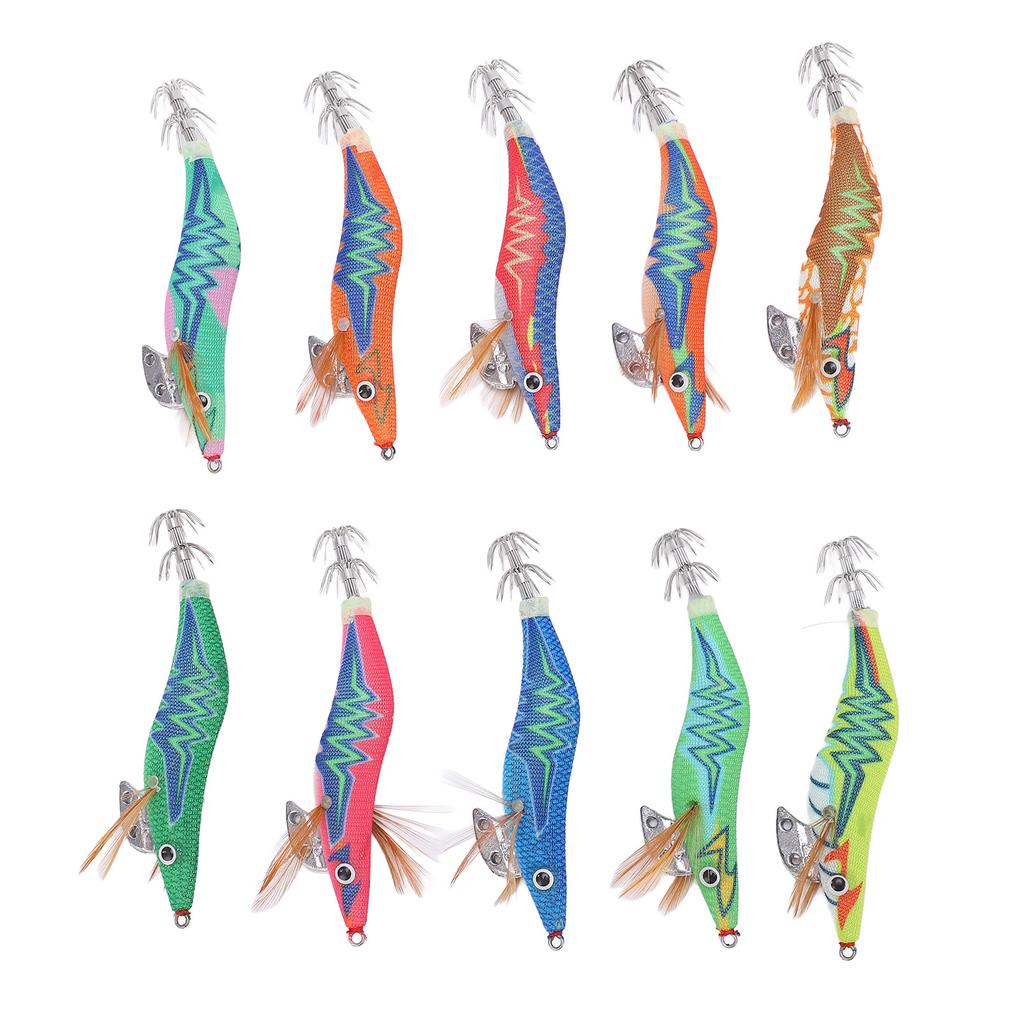 Squid Jig Fishing Baits with 3D Lifelike Eyes Outdoor Luminous Tail Saltwater Shrimp Lures2.5#