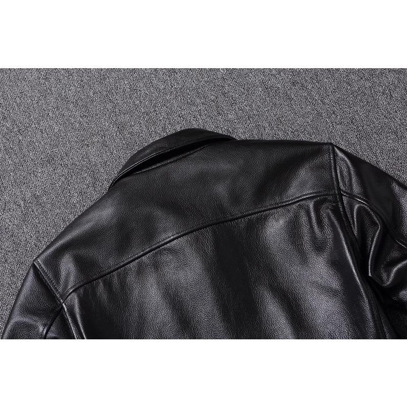 Taglia Cinese Uomo Giacca in Vera Pelle Naturale Pelle di Mucca Corta Slim Collo a Revers Giacca in Pelle da Uomo Primavera Autunno