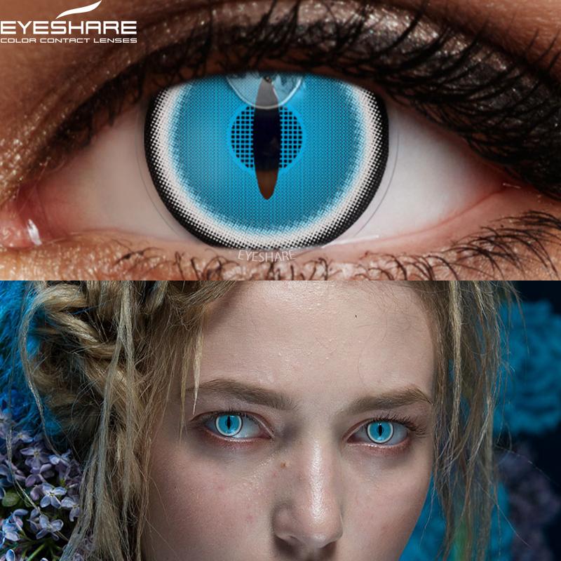 Eyeshare Fargekontaktlinser for øyne 2 stk Anime Cosplay Fargede linser Blå Lilla Halloween-linser Kontaktlinse Skjønnhetssminke