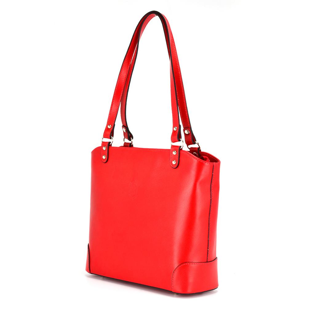Skórzana torebka na ramię z licowej skóry shopper