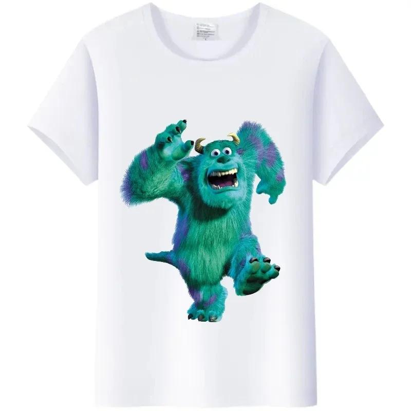 Kawaii Disney Monsters, Inc. Women T-Shirt White Female TShirt Short Sleeve Tops James -P- Sullivan Funny Mr.Q Graphic Men Tees