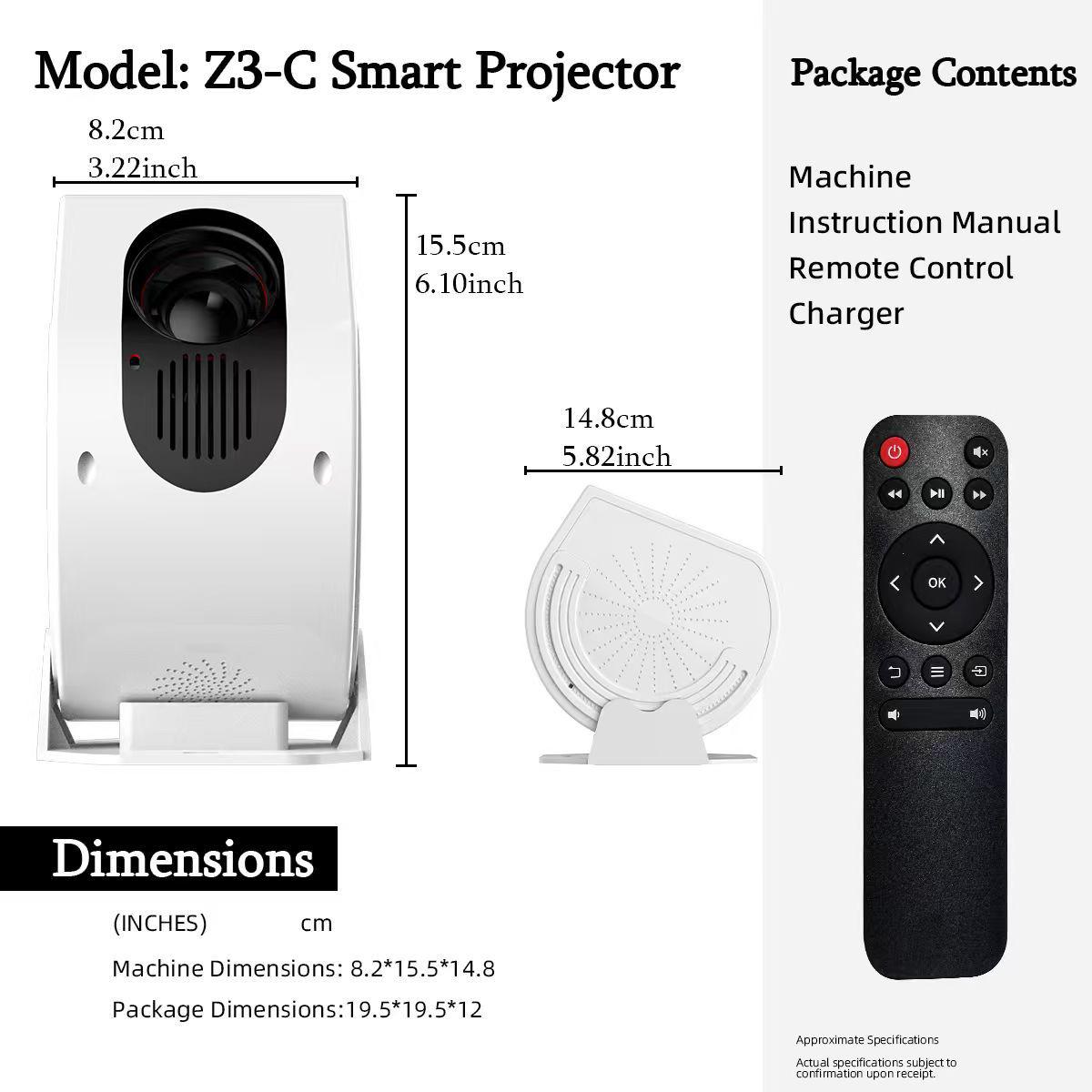 

Z3 Mini Ultra HD Android Smart Home Projector AU Plug білий