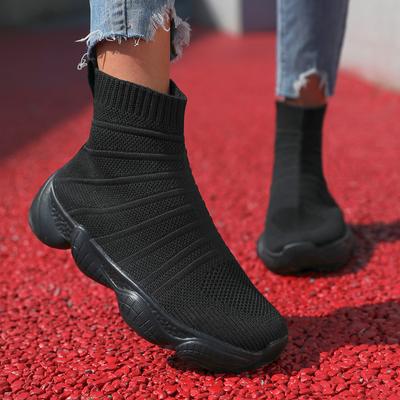 Women Fashion Unisex Breathable Brand Casual Sneakers Men Black Socks Sneakers Men Slip On High Sports Shoes