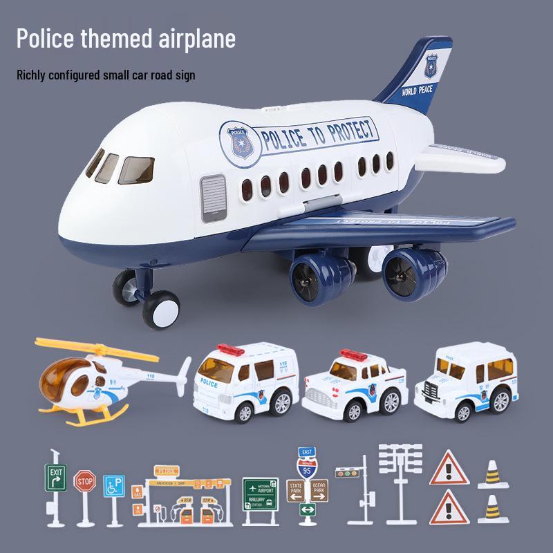Extra Large Inertial Toy Airplane with Storage, Lights & Music - Educational Toy Set for Kids