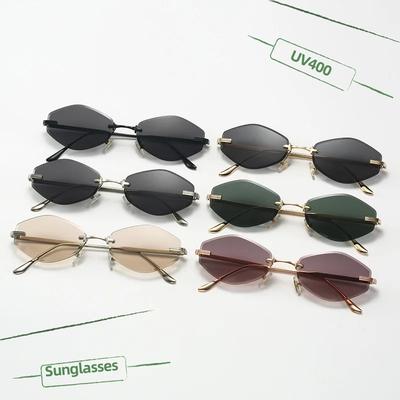 European American Metal Frameless Polygonal Sunglasses Fashion Trendy Street Photography UV Protection