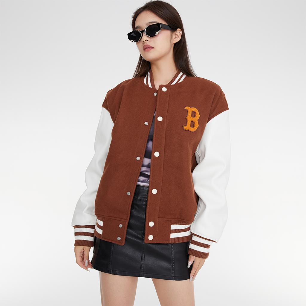 New MLB Baseball Jacket Unisex Brown 3AJPV0634-43BRS