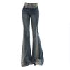 Kadın Sonbahar Moda Yüksek Bel Skinny Jeans Flared Denim Pantolon Uzun Pantolon Pantolon