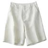 Women Summer Shorts Pocket Breathable Solid Color Straight Knee Length Daily Wear Loose High Waist Wide Leg Lady Shorts Female Clothes