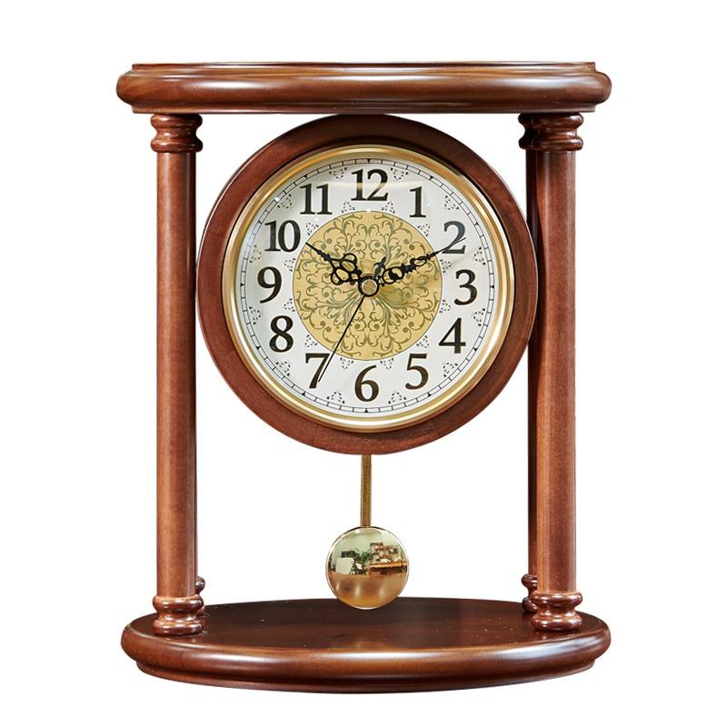 Retro Table Clock Wooden Desk Watch Decorative Luxury Desktop Pendulum Clocks Aesthetic Silent Tabletop Watches Table Decoration