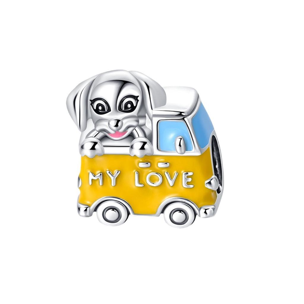 S925 Silver DIY Charm Bracelet With Dog And Travel Car Beads For Jewelry Making Handmade Craft Gift