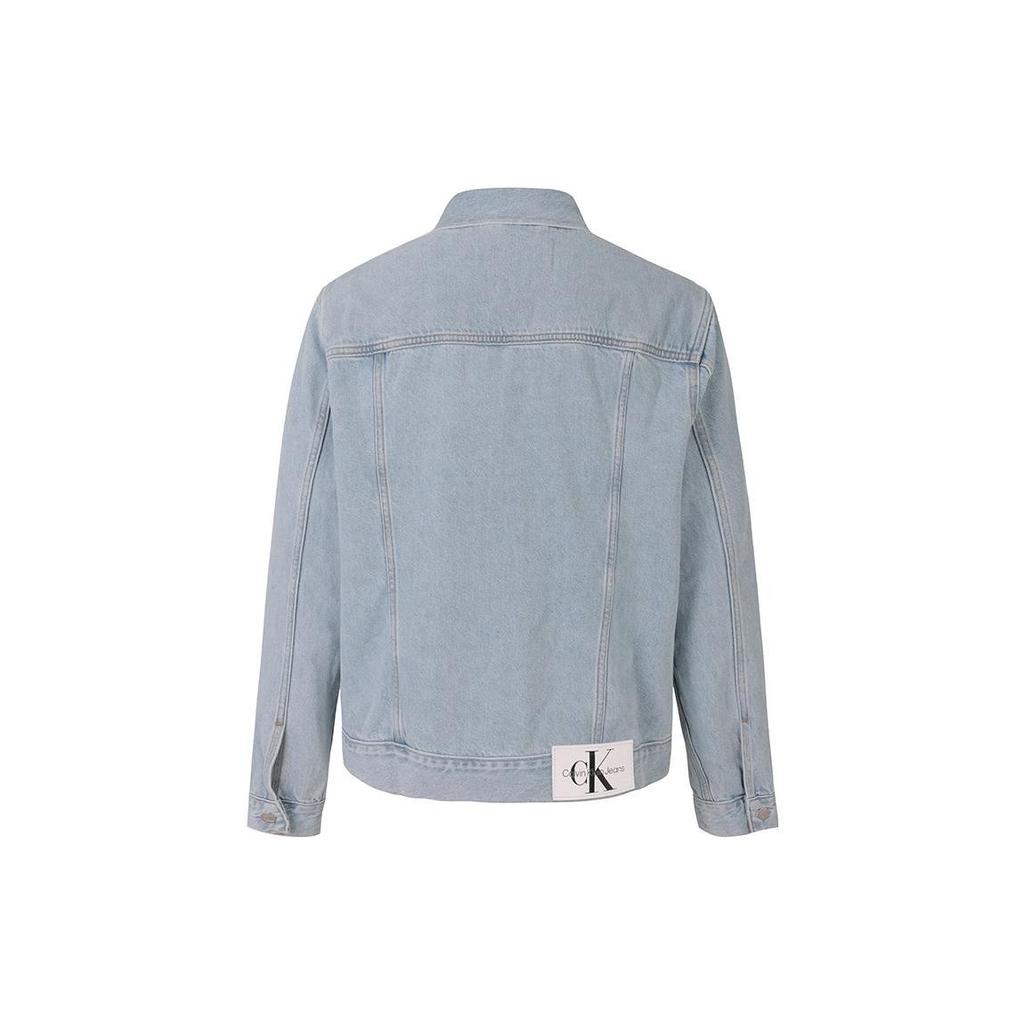 Calvin Klein Pocket Label Single-Breasted Long Sleeve Denim Jacket Men Jackets Light-Blue J30J320542-1AA