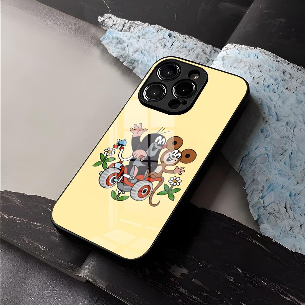 Klassieke Krtek A Kalhotky Telefoonhoesje Voor IPhone 17 Air 16 E Pro Max 15 14 13 Mini 12 Pro 11 Max Plus Zwarte Glazen Cover