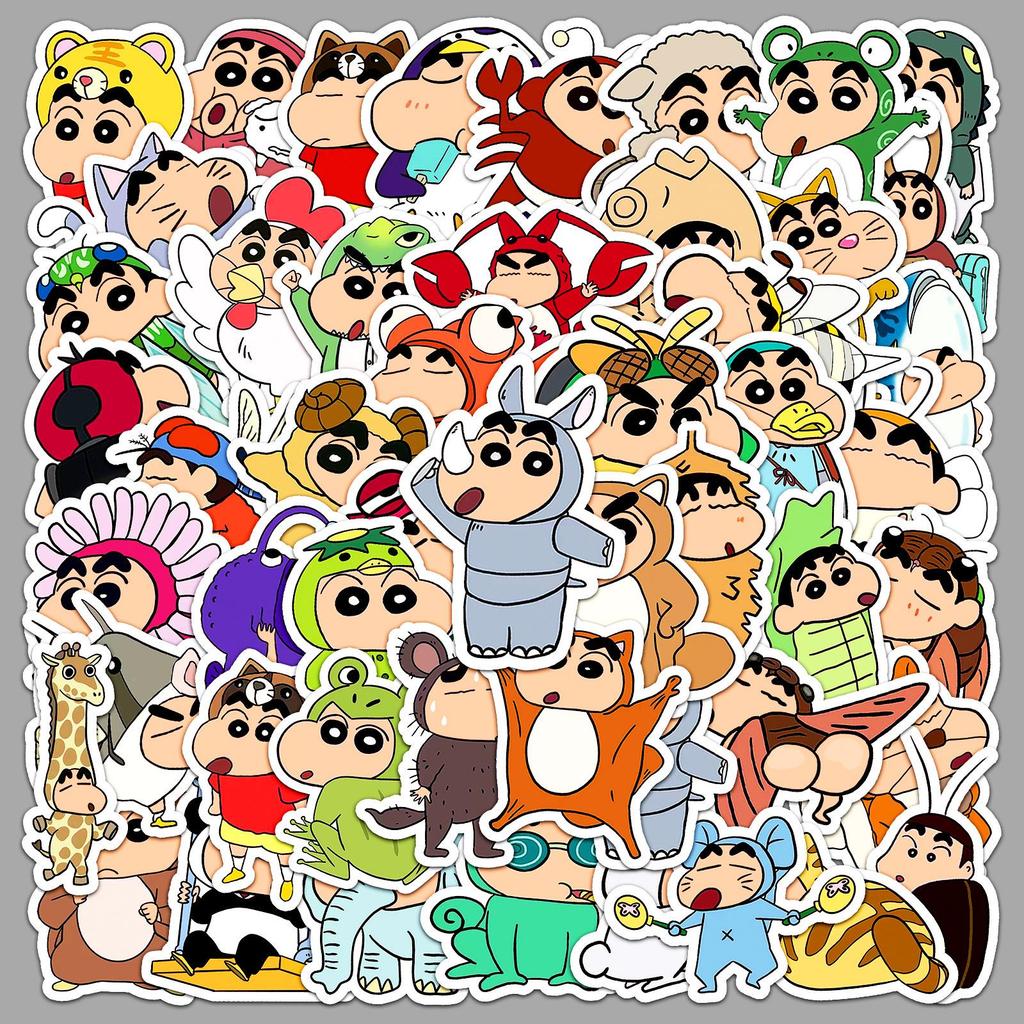 Crayon Shin-chan Dress-Up Stickers: 50 Cute Japanese Anime Decorations for Water Cups, Phone Cases, and Tablets