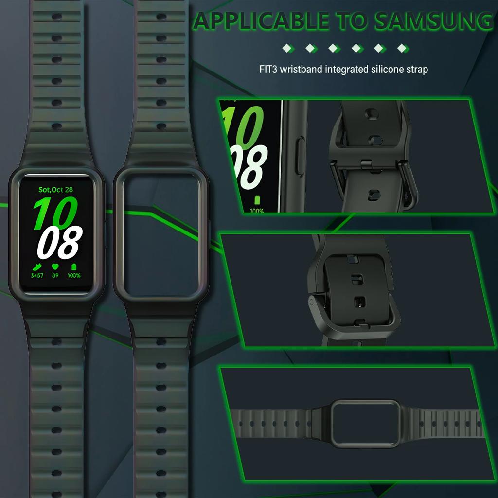 Bracelet+Boîtier en Silicone pour Montre Connectée Samsung Galaxy Fit 3 Coque de Protection de Rechange Couvercle pour Samsung Galaxy Fit3 Accessoires de Bracelet