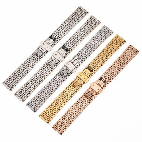 JUSUTEK Popular 9-Piece Watch Band, 18mm/20mm/22mm Stainless Steel 316L Stainless Steel, Fine Steel Watch Chain, Women's Watch, Men's Watch Leather St