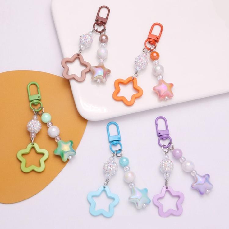 Sweet Gradient Pentagram Star Pendant Keychains Car Keyring Backpack Decoration
