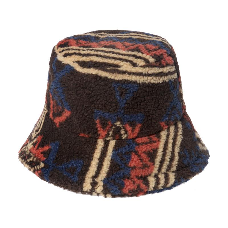 ins Japanese casual washbasin hat autumn and winter new trend lamb wool warm plush bucket hat men and women Korean version