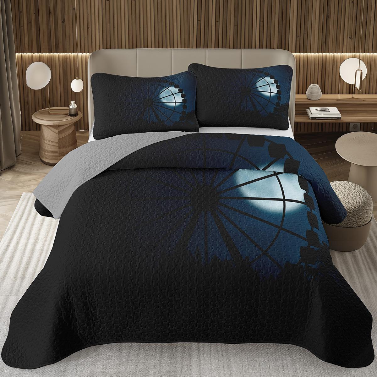 

Ferris Wheel Quilted Bedspread Full Queen Coverlet Amusement Park Bedding Set For Boys Girls Dreamy Happy Holiday Bedroom Decor EU Single 135x200cm